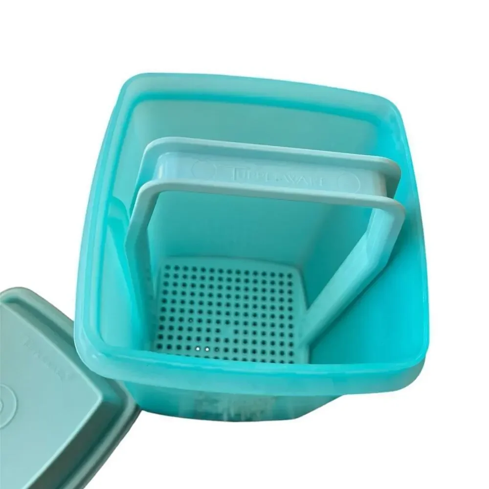 Tupperware pickle keeper, with pull up strainer